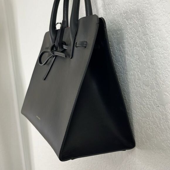 Mansur Gavriel Black RED Flamma Interior Lining Vegetable Tanned Leather Sun Bag - Picture 5 of 12